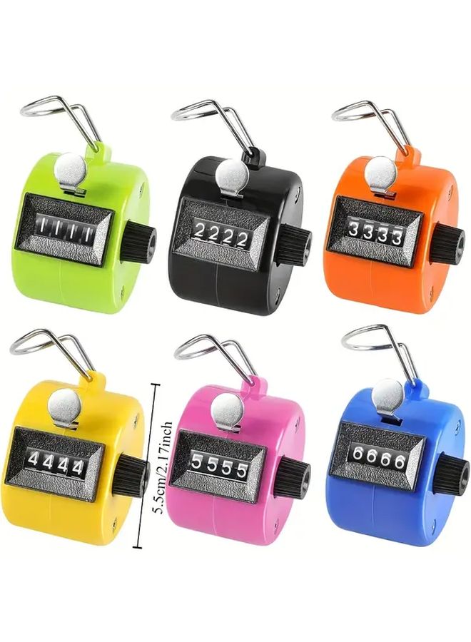 6pcs Polychrome Handheld Manual Counter Clicker 4 Digit with Finger Ring for Sports Knitting Golf Events - Image 3